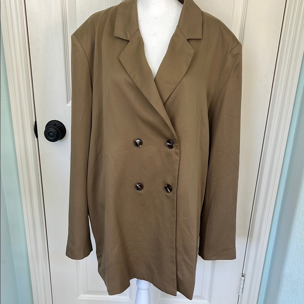 NWT 12th Tribe Oversized Khaki Blazer Slouchy Boyfriend Blogger Fave Size L